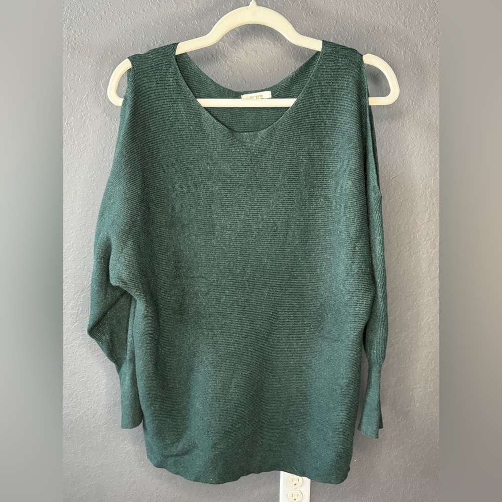 Maurices Deep Teal Ribbed Open Shoulder Sweater